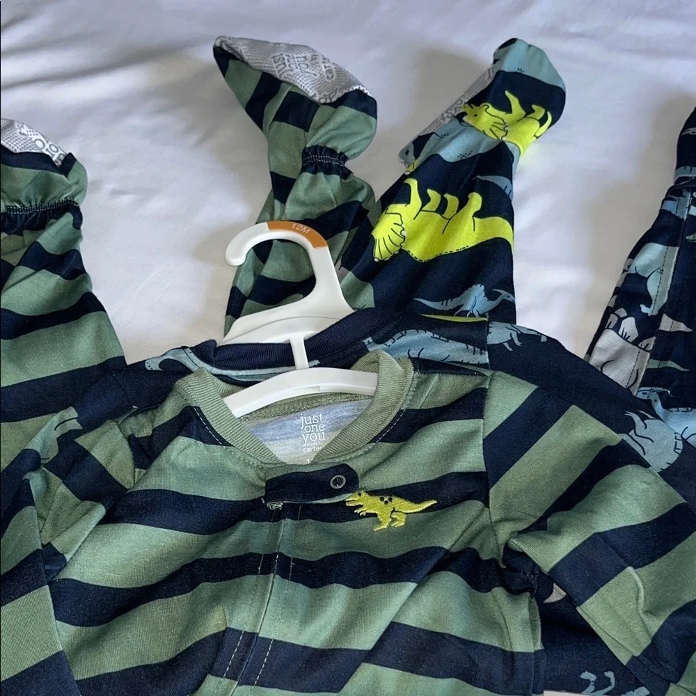 Carter's Green and Navy Striped Footie